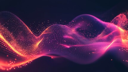 Aufkleber - An abstract illustration of electrical waves with glowing lines and curves, symbolizing data transmission and signal processing in a futuristic style