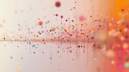 Aufkleber - An animated 3D scatter plot with data points in various colors and sizes, displayed with a soft gradient background to emphasize the data distribution.