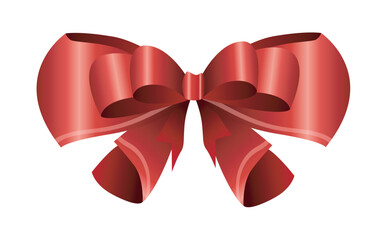 Poster - Red bow decoration flat vector illustration great for celebrations and festive occasions add a touch of elegance and sophistication to gifts and decorations