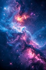 Wall Mural - a close up of a galaxy with a bright blue and purple nebula