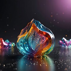 Wall Mural - Glitter abstract glass shape, 3d render