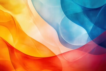 Wall Mural - Colorful abstract wave pattern blending orange, blue, and yellow hues