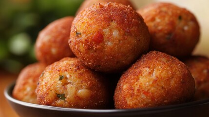 The national cuisine of Brazil: Bean balls with chili sauce.