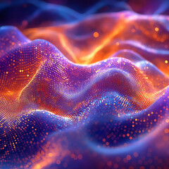 Poster - A colorful, abstract image of a wave with orange and blue colors