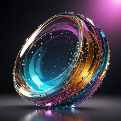 Wall Mural - Glitter abstract glass shape, 3d render