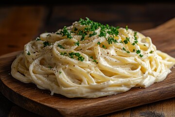 Wall Mural - Creamy Pasta Dish with Parsley and Pepper