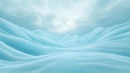 Canvas Print - a blue and white landscape with a mountain range in the background