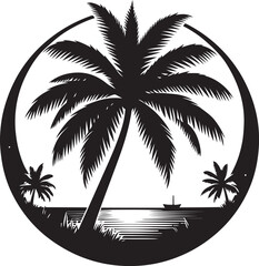 Wall Mural - Palm tree Silhouette vector Illustration