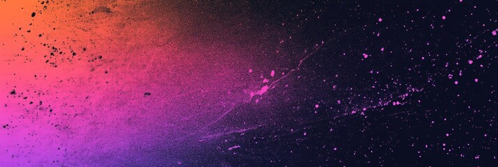 Wall Mural - Abstract dark gradient background with glowing pink and magenta film noise textures