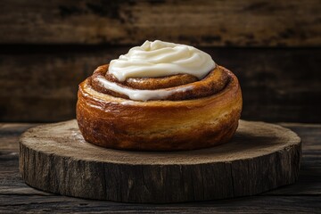 Wall Mural - Delicious Cinnamon Roll with Cream Cheese Frosting