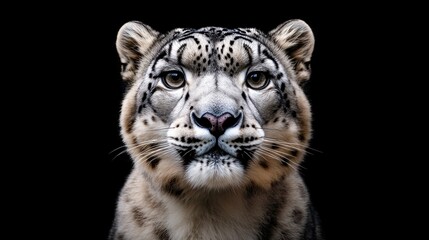 Canvas Print - Close-up Portrait of a Snow Leopard with Intriguing Gaze