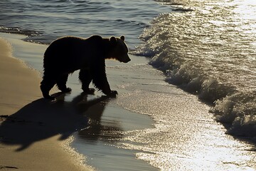 Wall Mural - bear in the lake