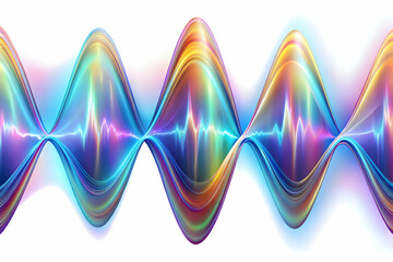Poster - Luminous Waves of Energy: An abstract and vibrant illustration of flowing, iridescent waves, radiating light and motion. 