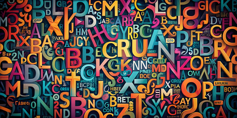 Poster - a kaleidoscope of letters: a vibrant jumble of the alphabet bursts forth, each letter a unique work 