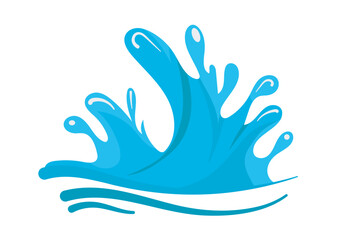 Aufkleber - Water splash vector illustration created in a flat and dynamic style using various shades of blue designed with flowing and smooth lines