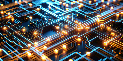 Poster - abstract circuitry: a futuristic and mesmerizing abstract background featuring a complex network of 