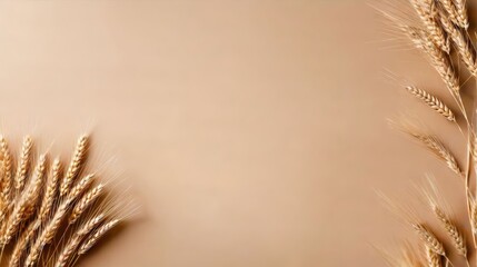 Close Up of Wheat on Beige Background