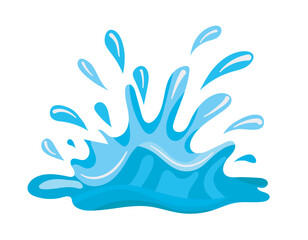 Aufkleber - Blue water splash depicted as a flat vector illustration rendered on a white background representing a vivid splashy water effect