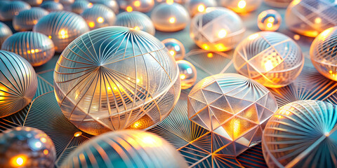 Poster - Golden Geometry: A mesmerizing spectacle of intricate metallic triangles, illuminated by a warm, inviting glow