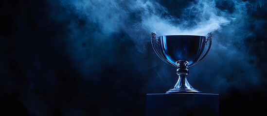 Silver Trophy award competition with smoke in the dark , Blue Tone