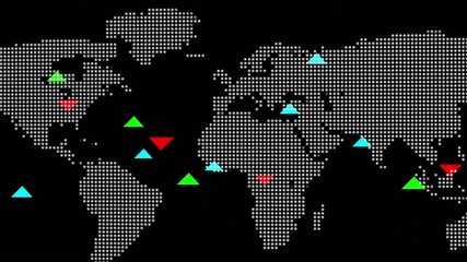 Aufkleber - Stocks, global market or map for increase, trading or investment with revenue, scale information or current news. Empty, network success or world business economy with growth chart or digital finance