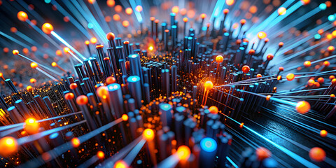 Poster - nanotech revolution: a vibrant 3d render of interconnected nanoparticles, symbolizing the complex wo