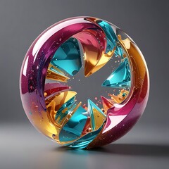 Canvas Print - Abstract glass shape, 3d render