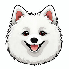 Wall Mural - Cute happy smiling japanese spitz face illustration, cartoon dog breed element design design