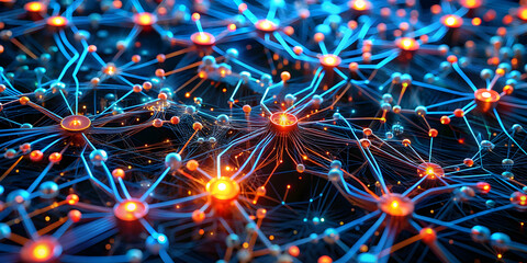 Poster - neural network abstract: a mesmerizing abstract rendering of a neural network, showcasing the interc