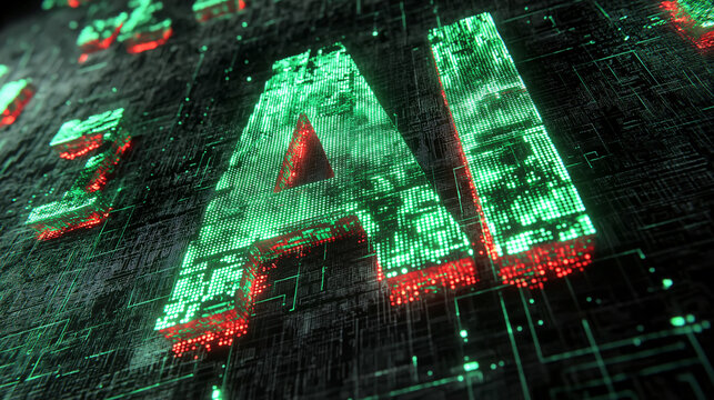 Digital Intelligence in Neon: AI Alphabet - Futuristic Technology Theme. Abstract Illustration