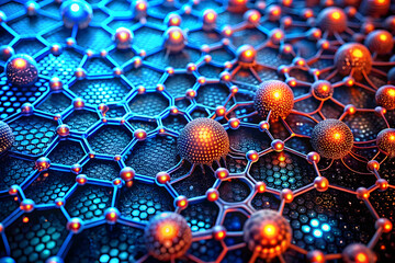 Poster - Quantum Network Flow: A mesmerizing 3D render of interconnected nodes pulsing with energy, symbolizing the flow of data and the power of modern technology. 