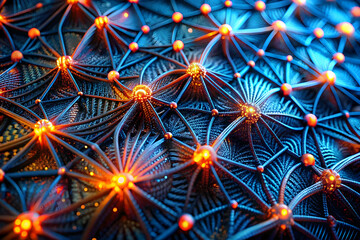 Poster - neural network glow: a vibrant, intricate 3d render of a neural network ablaze with energy, symboliz