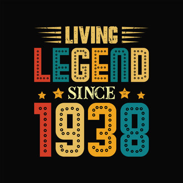 Living Legend Since 1938, Born in a Year of Classic Fashion and Lasting Trends, Vintage T-Shirt Design for Enthusiasts of True Retro Coolness. apparel, t shirt, sticker, printing, typography