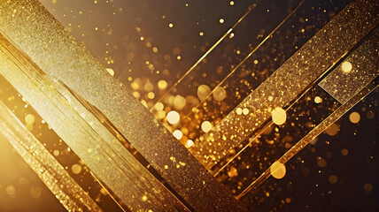 Poster - Golden Abstract Background with Sparkling Glitter: A captivating abstract background with shimmering gold glitter, creating a luxurious and elegant feel.  Perfect for celebratory and festive designs. 