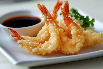 Canvas Print - Fried Shrimp Tempura with Soy Sauce