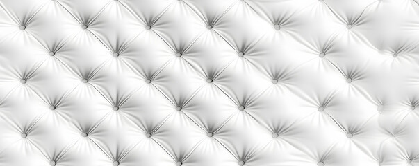 Wall Mural - Seamless subtle white diamond tufted upholstery pattern transparent background texture overlay. Abstract soft puffy quilted sofa cushions or headboard displacement, bump or height map. 3D rendering.