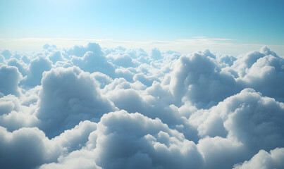 Sticker - Dramatic view of puffy clouds filling the sky.