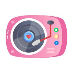 Sticker - A flat icon of vinyl player 