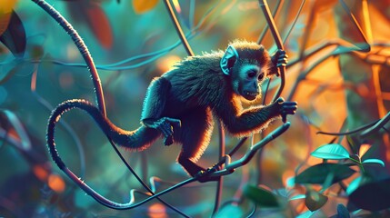 Wall Mural - A Curious Monkey in the Jungle