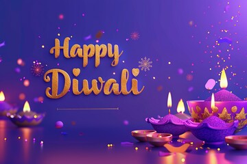 Happy Diwali. graphic of Diya lantern. Indian festival of lights.