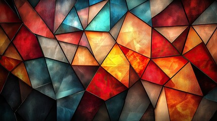 Wall Mural - Stained glass: A blend of organic shapes and angular lines, creating a harmonious contrast.