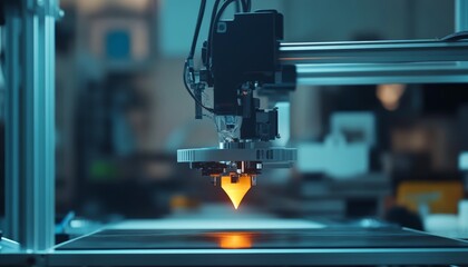 Engaging photograph showcasing a 3d printer operating efficiently in a contemporary studio setting.