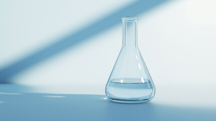 Aufkleber - Erlenmeyer flask containing liquid substance casting shadow on blue background