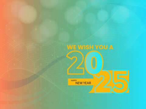 Happy New Year 2025 Text Typography Design