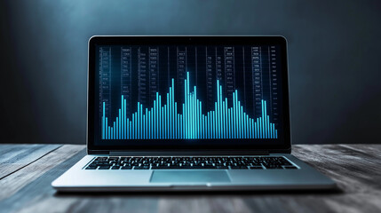 Poster - Laptop showing statistical graph for financial market analysis