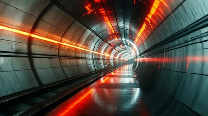 Poster - Exploring vibrant abstract light patterns in a futuristic tunnel at dusk