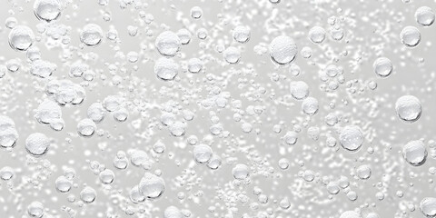 Sticker - Seamless abstract minimal white floating water, champagne or beer bubbles background texture. Tileable subtle light silver grey elegant festive bubbly celebration wallpaper backdrop. 3d rendering.