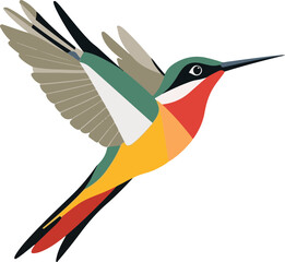 Colorful Hummingbird Illustration in Flight