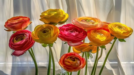 Wall Mural - Ranunculus in yellow and orange