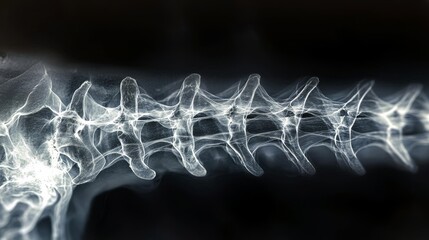 Abstract Spine A Glowing White Network Against a Black Background, anatomy, spine, x-ray